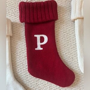 Red Knit Stocking with Initial P